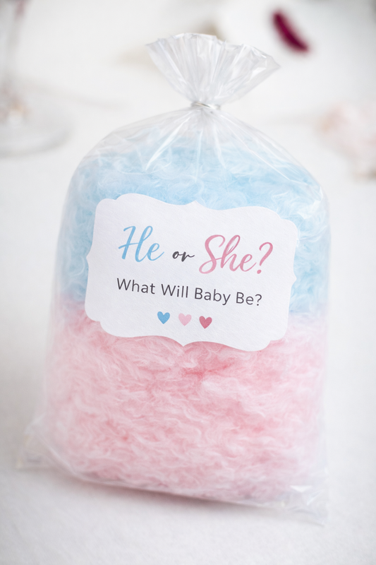 GENDER REVEAL COTTON CANDY PARTY FAVOR BAGS - 10 pack